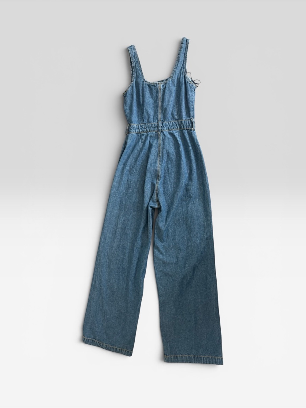 Sincerely Jules Blue Denim Belted Wide-Leg Overalls - Picture 3 of 3